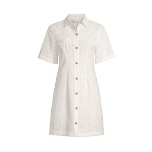 REBECCA TAYLOR Lea Eyelet Shirt Dress - Full Moon